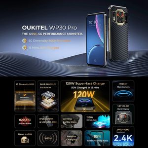 Mejor venta OUKITEL WP30 Pro 5G teléfono inteligente 12GB + 512GB resistente al agua 108MP Cámara 6,78 pulgadas + 1,8 pulgadas 3,0 GHz versión global - Product Image 2