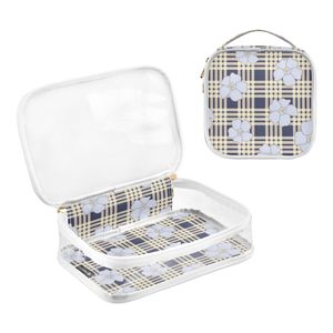 Bolsa de Maquillaje de PVC con Estampado de Hibisco Hawaiano, 2 Piezas, Logotipo Personalizado, Bolsa de Cosméticos Portátil de Viaje, Impermeable, Bolsa de Aseo - Product Image 1