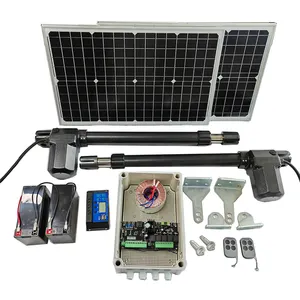 Automatic DC 24V Dual Motor Soft Star And Stop 500Kg Swing Gate Opener Kit With Solar Panel & Battery