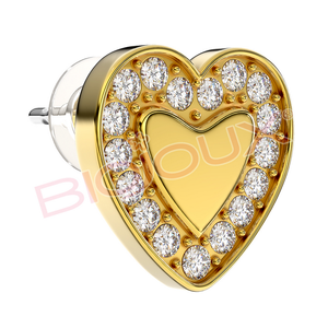 ต่างหูแบบติดหู Love Me Heart ขนาด 9 มม. 24G สแตนเลสสตีลชุบทอง 18K ประดับคริสตัลไรน์สโตน สำหรับผู้หญิง เหมาะสำหรับงานปาร์ตี้ - Product Image 1