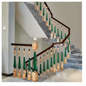 Luxury villa stair accessories with brass/malachite stair/malachite wall
