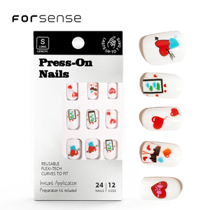 Forsense rouge mignon presse courte sur les <span class=keywords><strong>ongles</strong></span> avec conception <span class=keywords><strong>faux</strong></span> <span class=keywords><strong>ongles</strong></span> <span class=keywords><strong>kawaii</strong></span> gros dessin animé <span class=keywords><strong>faux</strong></span> <span class=keywords><strong>ongles</strong></span> artificiels pour les filles - Product Image 3