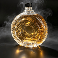 Bouteille en verre ronde gaufrée personnalisée en usine de 500 ml, motif en relief unique, bouteille en verre pour spiritueux, vodka, gin, tequila, whisky