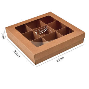 Scatola Regalo per Pasticceria IMEE Marrone Rosso 10'' 12'' Scatola Quadrata con Coperchio 4 6 9 Scomparti Scatola per <span class=keywords><strong>Dolci</strong></span> e Sacchetto per Capodanno - Product Image 4