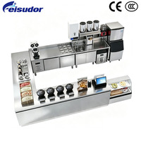 Toko Teh Susu, Kedai Kopi, Meja Bar, dan Mesin Kasir, Meja Kerja Stainless Steel, Dikustomisasi dengan Bentuk Tidak Beraturan