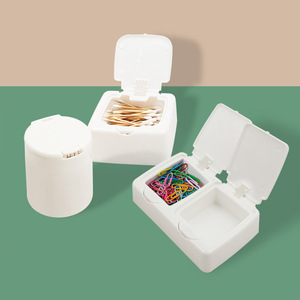 Hisopos de algodón con tapa abatible, de plástico a prueba de polvo, ideales para estudiantes, artículos de moda en Instagram y almacenamiento de piezas del hogar. - Product Image 1