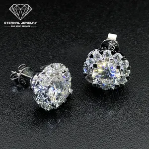 Women High-end Luxury 0.8ct Moissanite Diamond Real S925 Sterling Silver 10k 14k 18k Gold Plated White Earrings Ear Studs