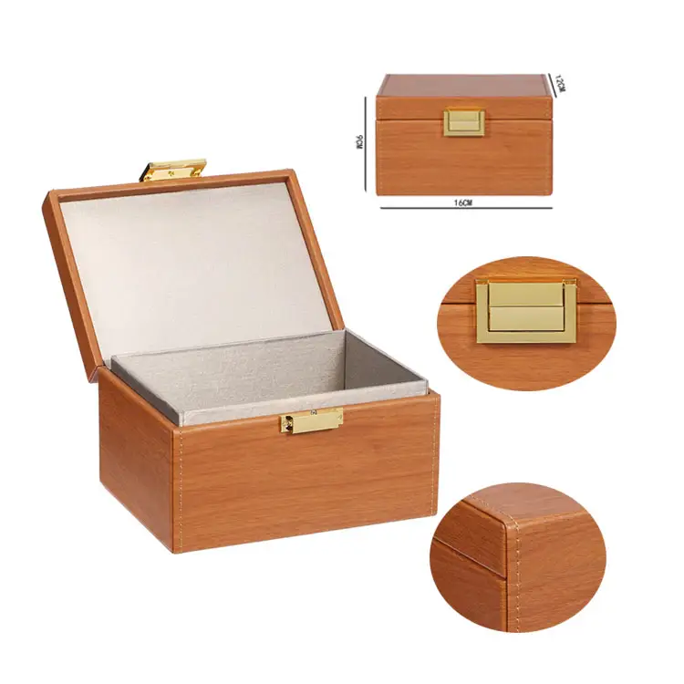 Premium PU Leather Wooden Cage Cell Phones Credit Cards Car Keys Fob Signal Blocker Anti Theft Faraday Box