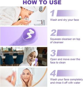 Brosse nettoyante électrique en silicone pour le visage, nettoyage en profondeur des pores, élimination de la saleté et de l'excès de sébum, outil de nettoyage doux pour le visage - Product Image 3