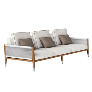 Conjunto de Sofás Seccionales Contemporáneos para Exteriores, de Teca y Ratán, Ecológicos, Duraderos, para Patio, Balcón, Comedor, Sala de Estar, Playa, Ocio, Modernos - Product Image 6
