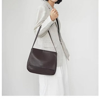 Sac bandoulière vintage en cuir véritable tanné végétal pour femme, idéal pour les trajets quotidiens