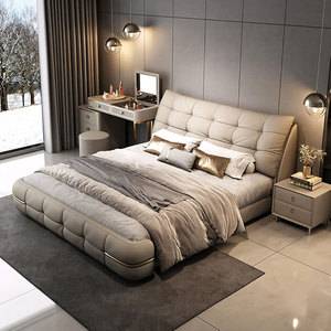Meubles de chambre à coucher en bois de luxe moderne, lits rembourrés doux, <span class=keywords><strong>lit</strong></span> <span class=keywords><strong>double</strong></span> taille king size avec rangement, design de haute qualité - Product Image 2