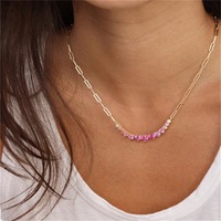 Vente en gros bijoux personnalisés collier opale bleue balle de tennis pendentif trombone chaîne griffe réglage incrustation technologie