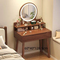 Nouvelle coiffeuse de chambre à coucher de style chinois, luxe léger, minimaliste, compacte, en bois de bouleau, avec rangement et fonction bureau