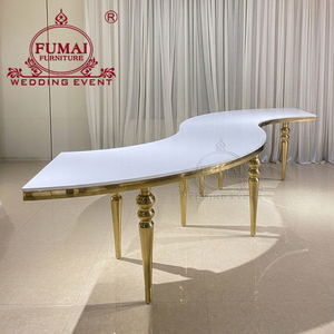 โต๊ะจัดเลี้ยงทรงกลมทำจากสแตนเลสโต๊ะออกงานสีทองสำหรับงานแต่งงาน - Product Image 2