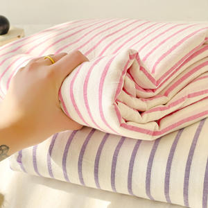 Style crème japonais couleur unie coton lavé couverture complète <span class=keywords><strong>drap</strong></span> de lit doux confortable Durable couvre-lit à un seul article - Product Image 1