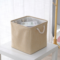Grand panier à linge domestique, bac de rangement en lin, boîte de rangement de grande capacité en forme de cube, style moderne et minimaliste avec poignée