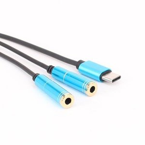 Type C To 3.5mm Audio <b>Splitter</b> <b>Cable</b> Metal Connector For Headphone Sharing Dual Output - Product Image 1
