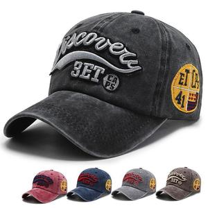 Casquette de baseball en jean tendance style coréen vintage pour hommes et femmes, <span class=keywords><strong>d</strong></span>écontractée printemps, avec dentelle, effet <span class=keywords><strong>d</strong></span>élavé, visière bec de canard, lettres brodées, modèle courant - Product Image 1