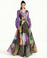 Robe à fleurs pour femmes, nouvelle collection printemps-automne 2026, robe à volants à manches longues