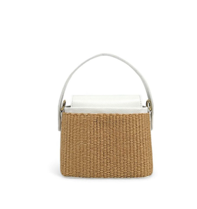 Sac de plage en paille tressée, sac seau en paille tressée tendance, sac à main de luxe en cuir pour femme - Product Image 4