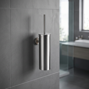 Support mural pour brosse de toilette en acier inoxydable, design minimaliste rond, finition polie, pour salle de bain - Product Image 1