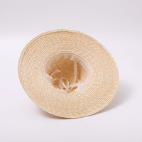 Chapeau de soleil unisexe pour enfants en paille de blé et raphia, couronne ronde, bord plat large, avec sangle sous le menton, idéal pour l'été, la plage et les voyages