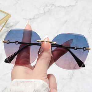 Sunglasses <b>Frameless</b> PC Lens Gold <b>Frame</b> UV400 Women Fashion Sun Protection Travel Driving - Product Image 3