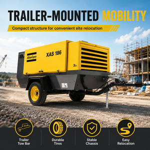 <span class=keywords><strong>Compresseur</strong></span> d'air à vis diesel portable Atlas Copco XAS 186, 7-12 bars, moteur Deutz pour la construction <span class=keywords><strong>et</strong></span> le forage - Product Image 1