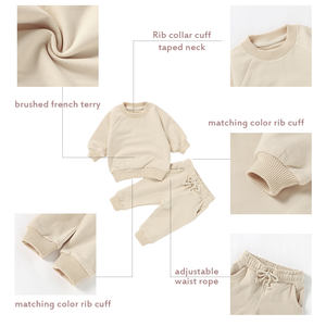 卸売フレンチテリー長袖トップとパンツセットオーガニックコットンベビーセータースーツ - Product Image 3