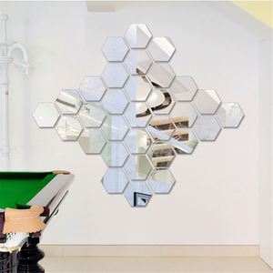 Autocollants muraux hexagonaux en acrylique en gros pour la décoration du salon, de la chambre et du bureau, miroirs réfléchissants - Product Image 3