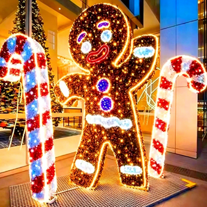 Personnage en pain d'épices lumineux pour les rues, les boutiques et les zones festives à thème bonbons de Noël - Product Image 1
