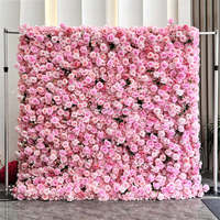 Mur de fleurs artificielles de roses de haute qualité C-055, 2,4 m, rose, pour extérieur, mariage, banquet, fond de scène mobile, décoration murale pour fête