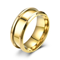Großhandel US-Größe 6-12 Trendige Cluster-Ringe 8mm Vergoldete Edelstahl Blanko-Ringe