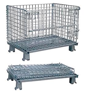 Mracking <span class=keywords><strong>Cage</strong></span> de stockage en treillis métallique galvanisé Conteneur en fil métallique pliable Cages industrielles en treillis métallique pour palettes - Product Image 1