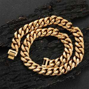 Collier et bracelet chaîne cubaine en acier inoxydable et titane pour hommes, style hip-hop, vente en gros - Product Image 2