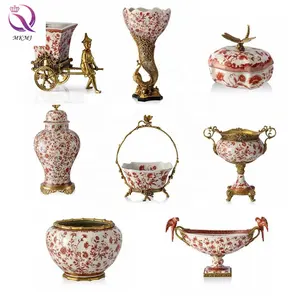 Lusso francese grande decorazione vaso generale piede alto piatto di frutta vaso di fiori pavone articoli per fiori vaso decorazioni per la casa di alta qualità