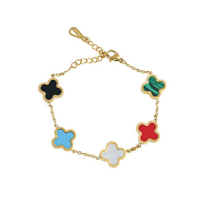 Pulsera de moda sencilla y con personalidad, de acero inoxidable 18k, chapada, con diseño de trébol de cuatro hojas, para <span class=keywords><strong>mujer</strong></span>, no se desvanece, estilo estudiantil. - Product Image 5
