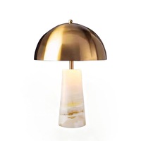 Lampe de bureau en jade naturel de luxe nordique, lampe de chevet en forme de champignon, décoration d'ambiance haut de gamme pour chambre à coucher