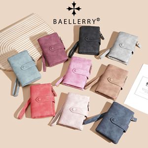 กระเป๋าสตางค์แบบพับสามทบสำหรับผู้หญิง ยี่ห้อ Baellerry สีพื้น มีช่องใส่บัตรหลายช่อง กระเป๋าสตางค์ใบสั้นแบบมีกระดุมปิด สำหรับใช้ในชีวิตประจำวัน - Product Image 5