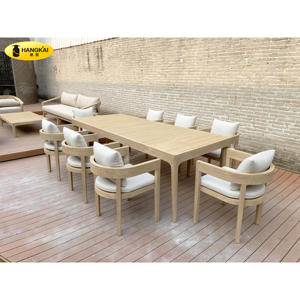 Moderne <span class=keywords><strong>Teak</strong></span> Houten Terrasmeubilair Dinning Set Buiten Tuinmeubilair Met Tafel - Product Image 1