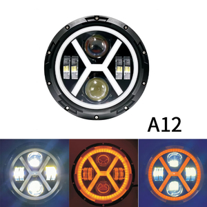 Phares LED ronds de 7 pouces avec anneau <span class=keywords><strong>halo</strong></span> de type X, DRL, clignotant ambre, étanches IP67, lentille de projecteur pour véhicules tout-terrain 4x4 - Product Image 1