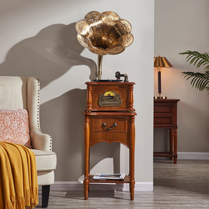 Cổ điển bằng gỗ gramophone Retro Vinyl Máy quay đĩa ghi âm Máy nghe nhạc cổ gramophone Vinyl đa Turntable thu âm thanh - Product Image 3