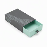 Boîte à tiroir rigide personnalisée avec logo noir et vert menthe, boîte d'emballage pour accessoires électroniques avec poignée à ruban pour accessoires de téléphone, cadeau