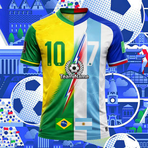 Maillots de football pour supporters, à manches courtes, respirants et à séchage rapide, avec impression par sublimation personnalisée pour les compétitions des équipes nationales - Product Image 1