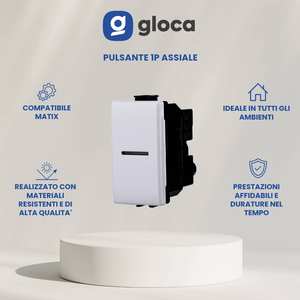 Interrupteur à bouton-poussoir Gloca 1P 16A 220V, borne à vis en plastique IP40 pour la série Matix - Product Image 2