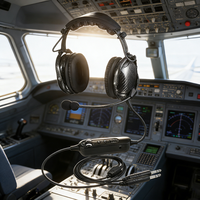 Headset On-Ear Berkabel Ringan dengan Peredam Kebisingan, Layar Digital Tahan Air, Driver Dinamis, untuk Penerbangan, Penggunaan Ponsel, Kualitas Tinggi