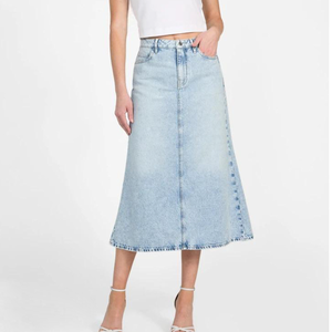 Gonna midi a coda di pesce in denim da donna, stile ufficio, tinta unita, primavera/estate - Jeans da carpentiere a prezzi accessibili per rivenditori di boutique - Product Image 1