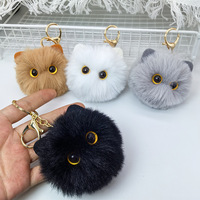 Pompom Schlüsselanhänger Katzenkopf Flauschiger Ball Schlüsselring Taschenanhänger Niedlich Kawaii Entzückend Großhandel Maßanfertigung OEM ODM