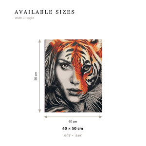 Dipinto Diamantato 5D Fai-da-Te 40*50cm, Mezza Faccia <span class=keywords><strong>di</strong></span> Tigre con Donna, Kit Completo con Strumenti - Product Image 2